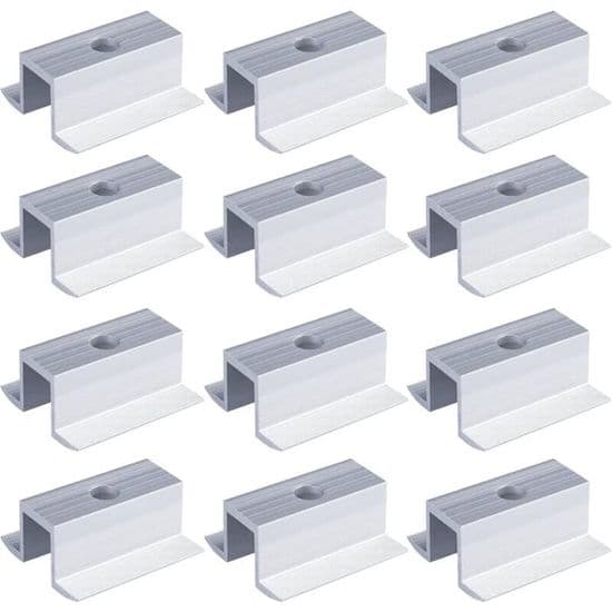 12-pak solpanelklemmer - aluminium - monteringstilbehør - grå