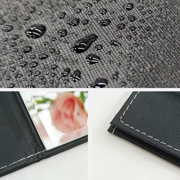 Portable Folding Mirror, Black, Leather, 2 cm, 17x12.2 cm, Table Mirror with Multi-Angle Position, Travel Mirror, Super HD Makeup Mirror