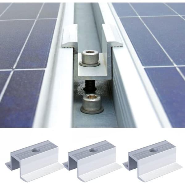 12-pak solpanelklemmer - aluminium - monteringstilbehør - grå