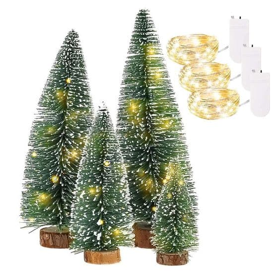 Mini konstgjord julgran med LED-ljus, 4 delar