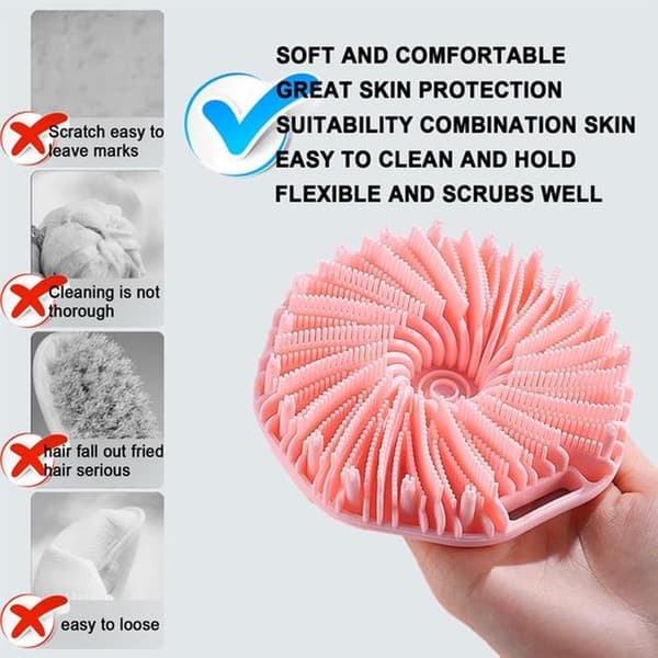 Silicone Exfoliating Bath Brush - Non-slip Bath Brush with Activated Carbon, Suitable for Sensitive Skin.