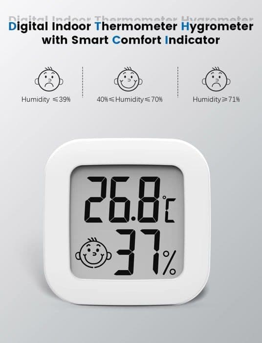 Mini Digital Termometer Hygrometer - Hög Precision - 10-99% RH - 3 Volt