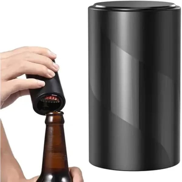 Automatisk magnetisk øloplukker, push-pull flaskeåbner, automatisk køkkentilbehør til hjemmet, sort
