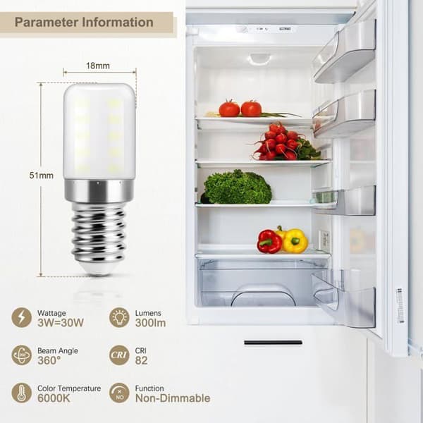 E14 LED-lampa - Kallvit 6000K - 2W - Ersätter 30W halogen