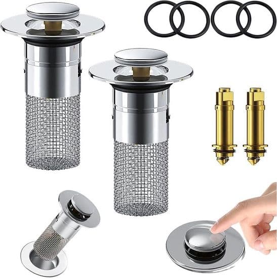 Universal diskbänkspropp - 34-40 mm - Pop-up-propp - Slitstark mässing och rostfritt stål