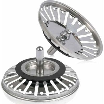 Vaskesi, sæt med 2 - Rustfrit stål - 84 mm diameter - Afløbsprop