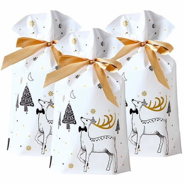 50 st presentpåsar med dragsko, julgodispåsar, presentpåsar, smyckespåsar för bröllopsfester och DIY-hantverk