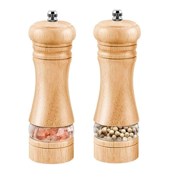 Peber- og saltkværn - Handeiu - Træ - Manuel - 17,3 cm - Justerbar