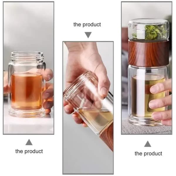 Te-infuser - Glas - 300 ML - Dobbeltvægget - Bærbar - Ikke-giftig