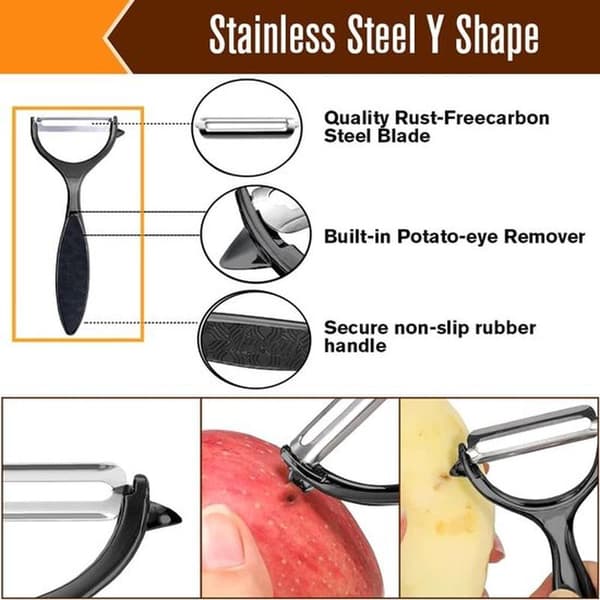 Peeler, premium Y-shaped stainless steel rotating vegetable knife with sharp blade and non-slip handle
