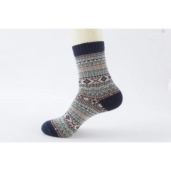 Retrostrømper til mænd, mellemlange/høje, fortykkede til efterår og vinter, varme strømper, groft strikkede, trendy og åndbare, 5 par.