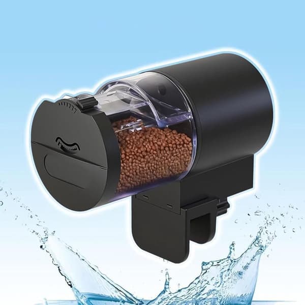 Automatisk foderautomat - 100 ml - Automatisk fiskefoderautomat - Fiskefoderdispenser med timer - Automatisk fiskefoderautomat - Akvariefoderautomat - Fugtsikker - Fisk
