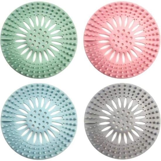 Sæt med 4 silikonevaskesier, anti-tilstopning, 4 farver (rund)