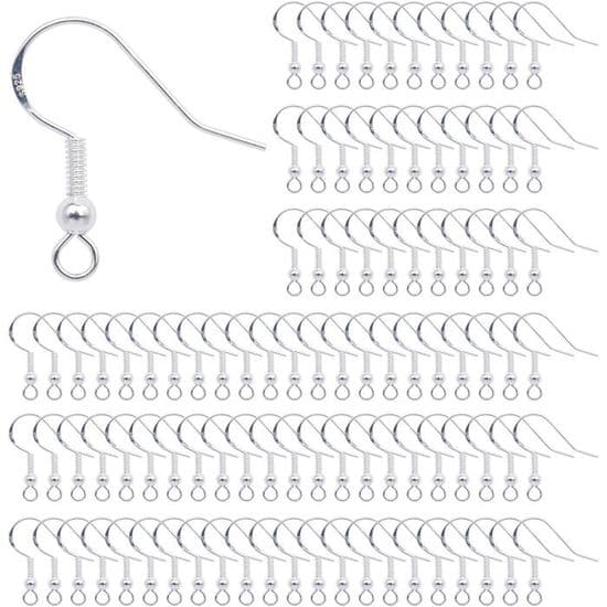 100 Sterling Sølv 925 Øreringekroge til DIY Smykkefremstilling