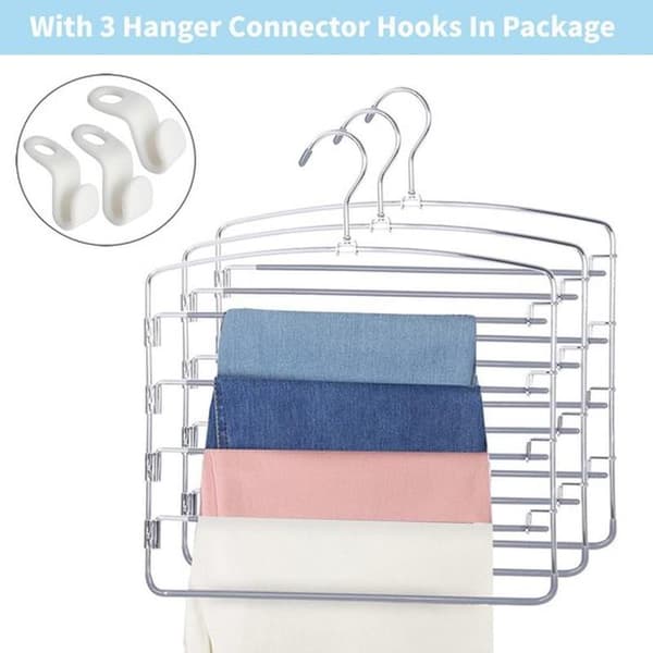 3-pack Non-Slip Trouser Hangers - Space-Saving Clothes Organizer with Rotating Arm