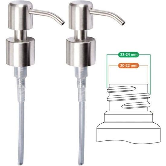 Ersättningspump för flytande tvåldispenser, rostfritt stål, borstad yta, 2 delar, 24 mm