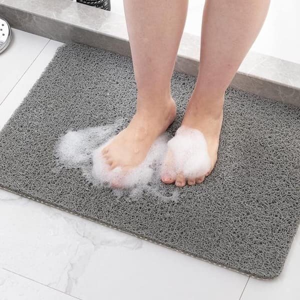 Grey 40 x 60 cm Water Permeable Non-Slip Bathroom Mat for Shower