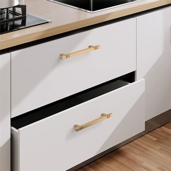 Møbelgreb, sæt med 4 - Guld - 96 mm - Børstet aluminium