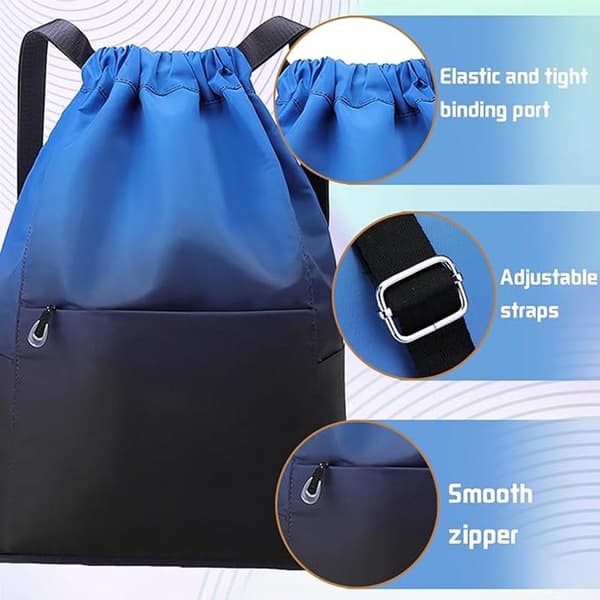 Swimming Bag - Drawstring Sports Bag - Waterproof - Large Capacity - Foldable - Backpack - 46*31*14 cm - Blue Gradient