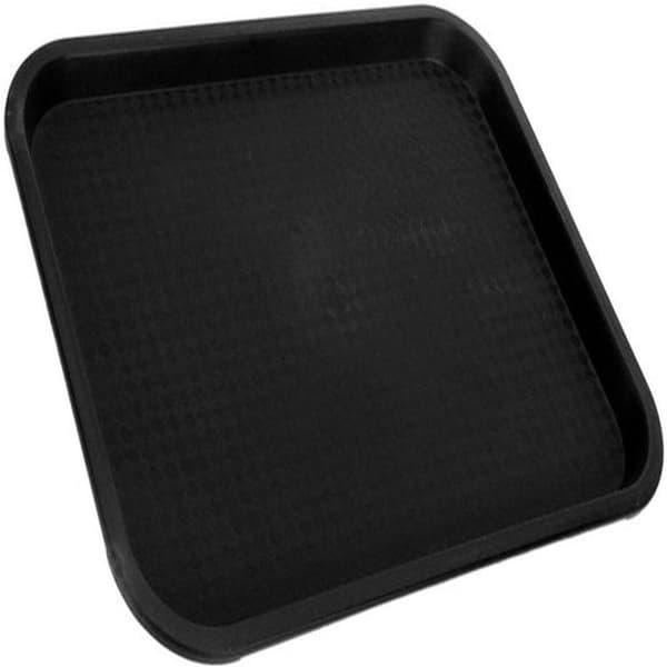 Fast Food Tray - Rectangular Plate - Food Service - Non-Slip Bottom - 35 x 27 cm - Black