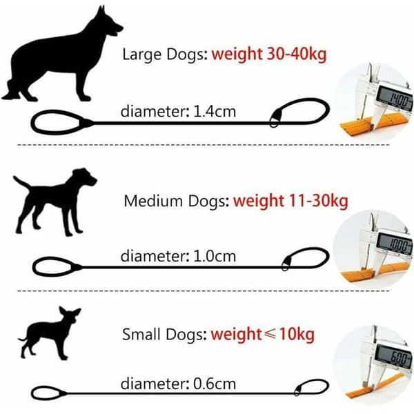 Reflekterende hundetræningssnor - 1,0 cm diameter - 150 cm lang - Flere farver