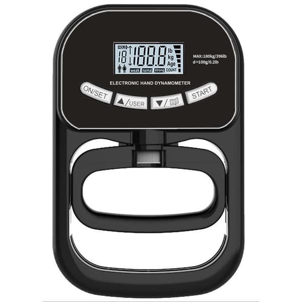 Grepsdynamometer - grepsdynamometer (120 kg) - elektronisk grepsstyrketester - sport - hjem og skole - Svart - Batteridrevet