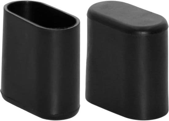 Sæt med 8 ovale bløde PVC-benkapper til stole-, bord- og møbelben, 15 x 30 mm, sort