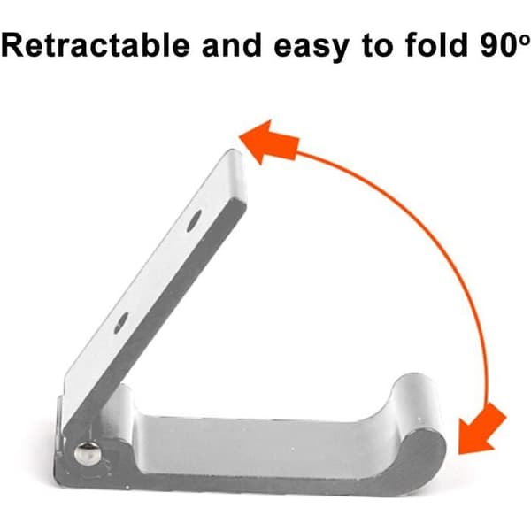 5 stk. sølv foldbare vægkroge, 90° solid aluminium håndklædeholder, + rustfri stålskruer
