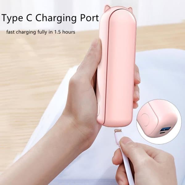 Mini bærbar ventilator - USB genopladelig - 3 hastigheder - Pink