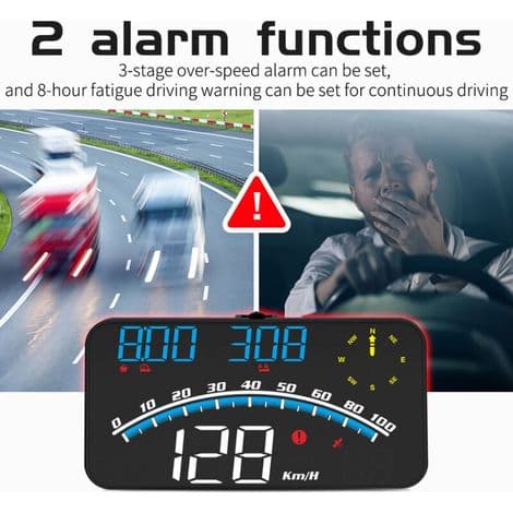 Smart LED HUD display, high-definition hastighedsalarm, multifunktions GPS, 5V universel speedometer til biler og lastbiler, blå