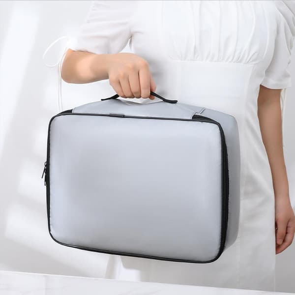 Fireproof Document Bag, Three Layers with Lock Grey