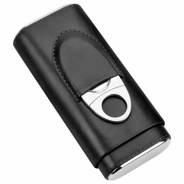 Cigar humidor tilbehør - Rejse cigaretui - Cigarkasse med kutter - Gave til mænd - Sort