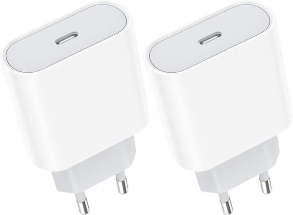 20W 2-pack USB-C snabbladdare, USB-C Type-C väggadapter