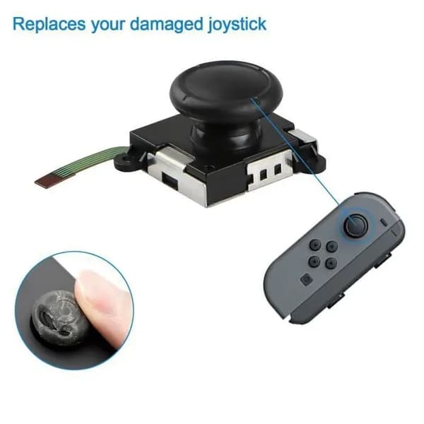 Erstatnings-joystick til Nintendo Switch Joy-Con Sort & Rød - Reparationsværktøj inkluderet