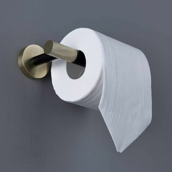 Toiletpapirholder, rustfrit stål - børstet guld - mat sort - vægmonteret