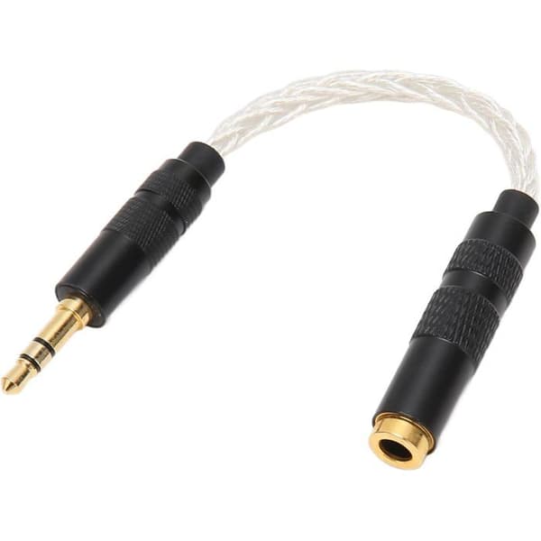 Premium 4,4 mm hun til 3,5 mm han stereo-adapter, forgyldte stik, sølv