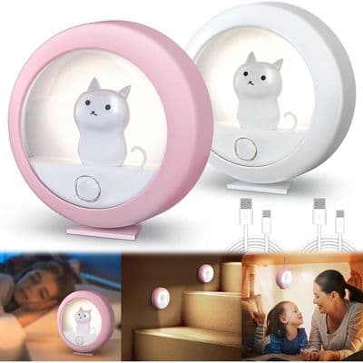 LED nattlys for barn, 2 USB oppladbare nattlys for barn, bærbart babynattlys med bevegelsessensor