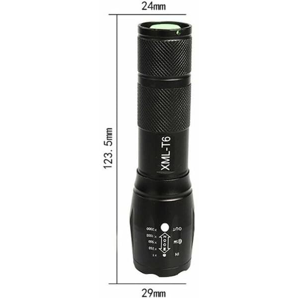 Erittäin tehokas LED-taskulamppu XML-T6 5 tilaa iskunkestävä jäähdytin