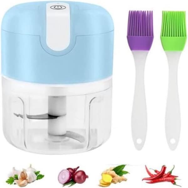 3-blade Electric Vegetable Cutter - Rechargeable - Mini Food Processor - White/Blue