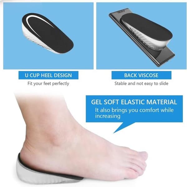 Black 3.5 cm Air-Cushioned Height Increasing Breathable Insoles for Men, Size L