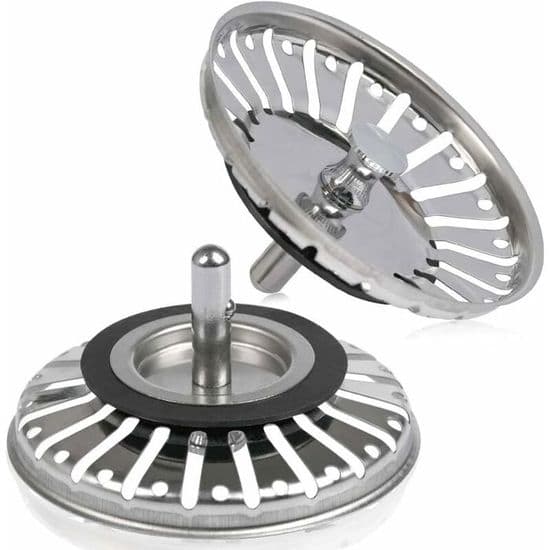 Vaskesi, sæt med 2 - Rustfrit stål - 84 mm diameter - Afløbsprop