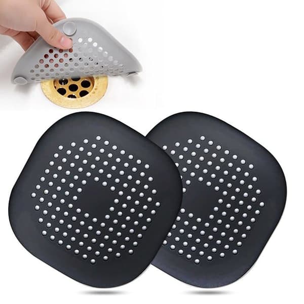 Hårfångare Fyrkantig Avloppsplugg - Silikon - Sugkopp - 2-pack