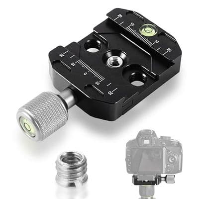 Quick Release klemme, metalklemme til kamera, quick release plade, 38 mm bred, sort