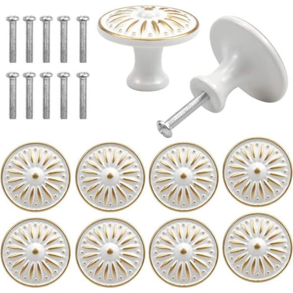 Vintage skuffehåndtag - 10 stk. - Messing - Diameter 30,3 mm