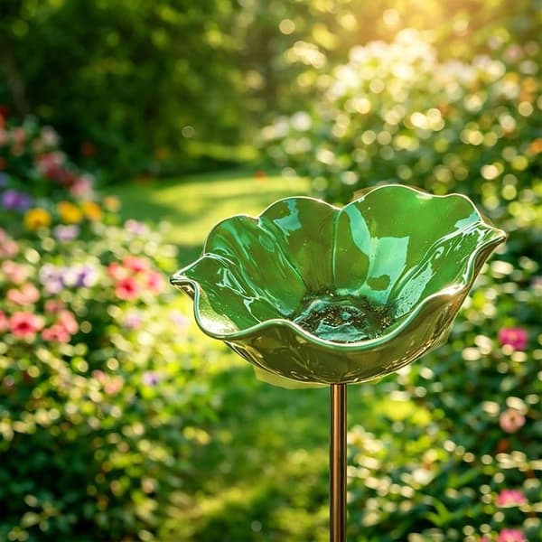 Fugledrikker - 14*14*60cm - Højkvalitets legeringsmateriale - elegant blomsterform - Havepynt - kæledyrstilbehør - Orange farve