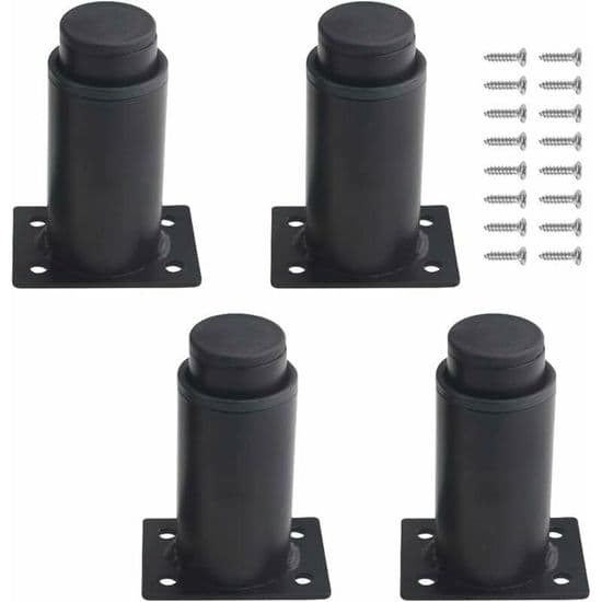 Møbelben sæt med 4 - Justerbare - Robust metal - Sort 8 til 12 cm