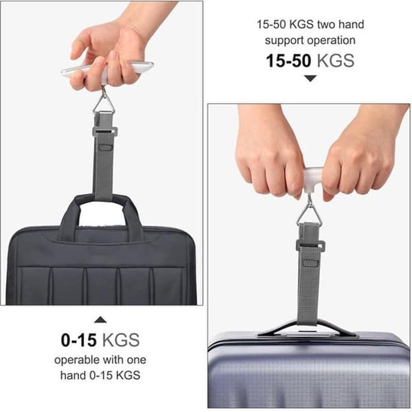 Electronic Luggage Scale | Portable Digital Scale, Max 50kg/110lb, With Tare Function, For Travel, White