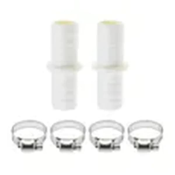 Afløbsslangeforbindere - Uspecificeret - Plastadapter - 2 stk. - 4 Slangeklemmer - Hvid