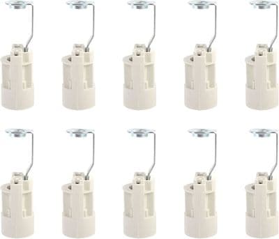 E14 Glödlampssockel, Justerbara E14 Lampsocklar, E14 Bajonettsockelomvandlare, 10 ST (Vit, 70mm)