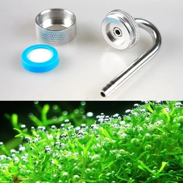 Koldioxiddiffusor, akvarium CO2-diffusor med sugkopp, för akvarium, silver